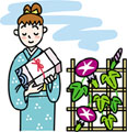 お中元を持つ女性